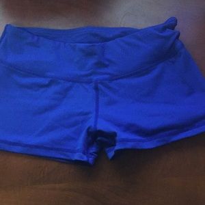 Blue yoga or CrossFit gym shorts
